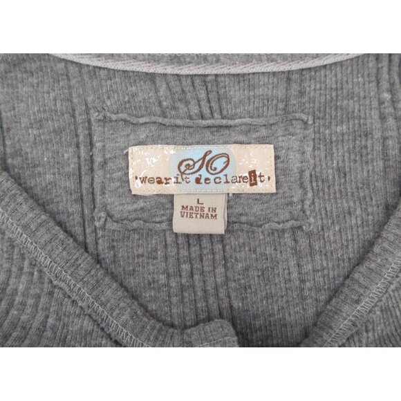 Womens T-Shirt Bundle Large Wear It Declare It Black Tee Gray Ribbed Henley Y2K - Picture 10 of 16